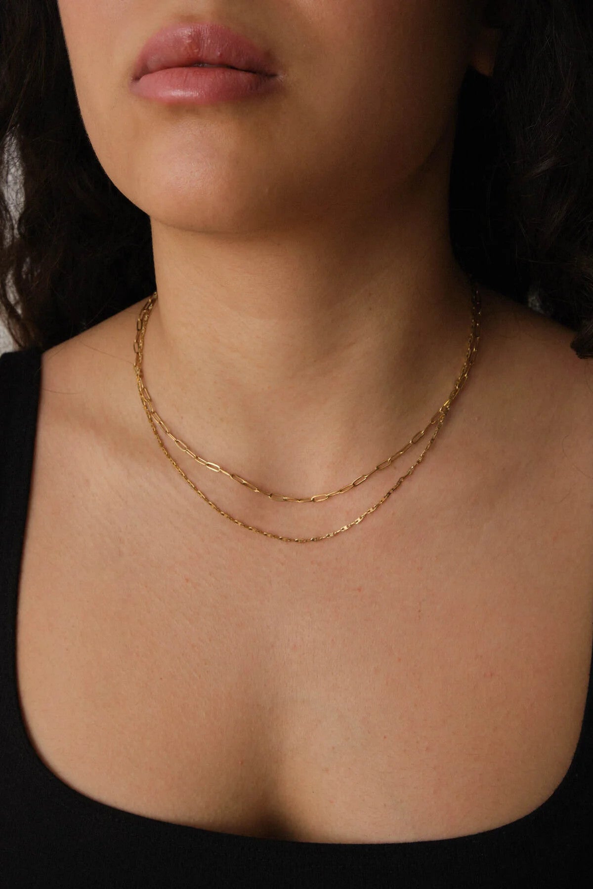 Çelik 2'li Kombin Ataç ve Dokulu Fermuar Zincir Kolye Minimal Kararmaz 45+5cm