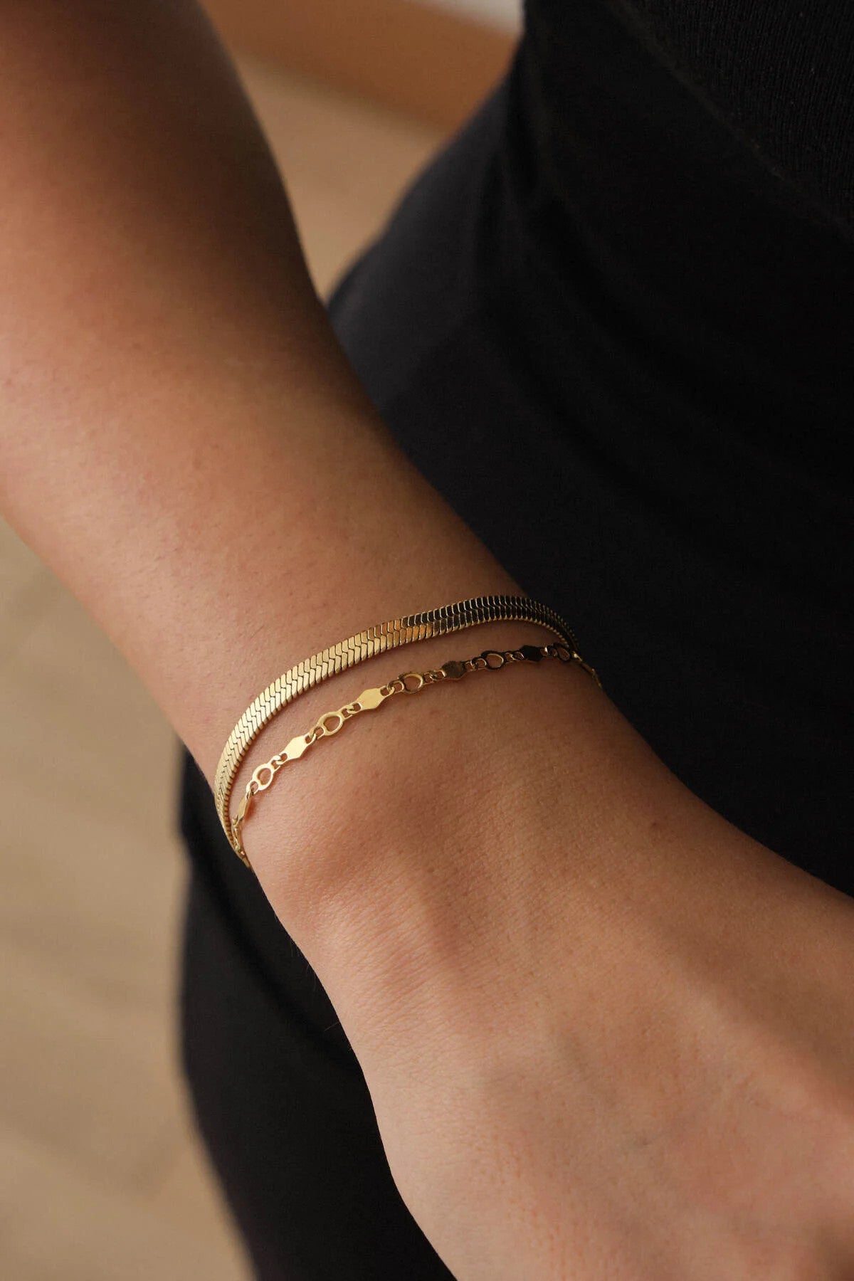 Çelik 2'li Kombin İtalyan ve Kalpli Altıgen Zincir Bileklik Minimal Kararmaz 17+4cm