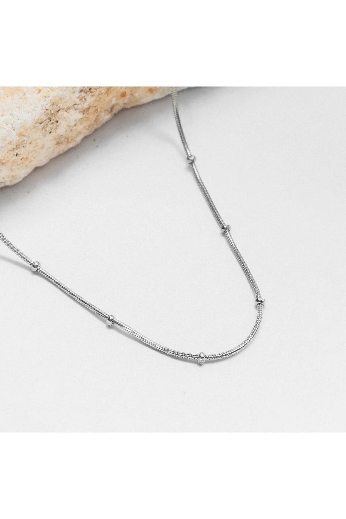 Çelik Topçuklu Ince Balık Sırtı Yılan Zincir Kolye Ince Italyan Zinciri 1mm Zarif Minimal Kombinlik