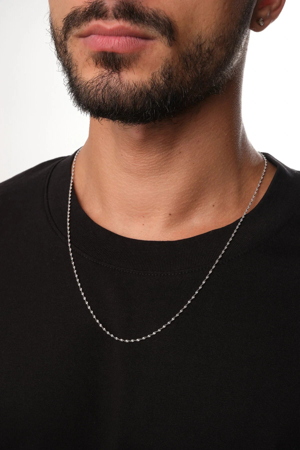 Çelik Burgu Erkek Zincir Kolye 1mm Kararmaz 60cm