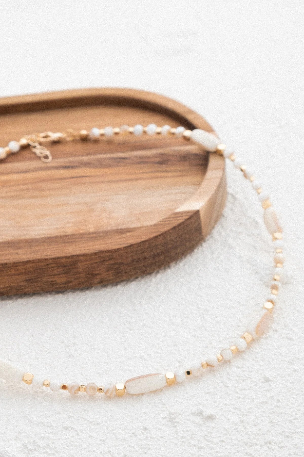 Sedef Doğal Taş Kolye 40cm