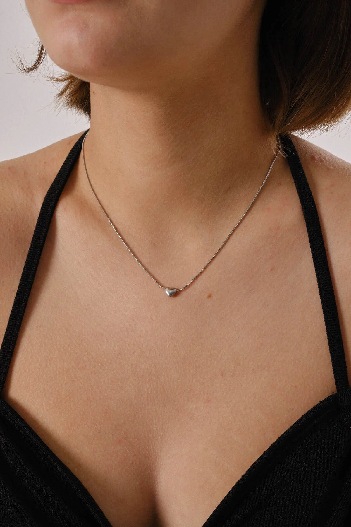 Çelik Minik Kalp Kolye Kararmaz 40cm 5cm