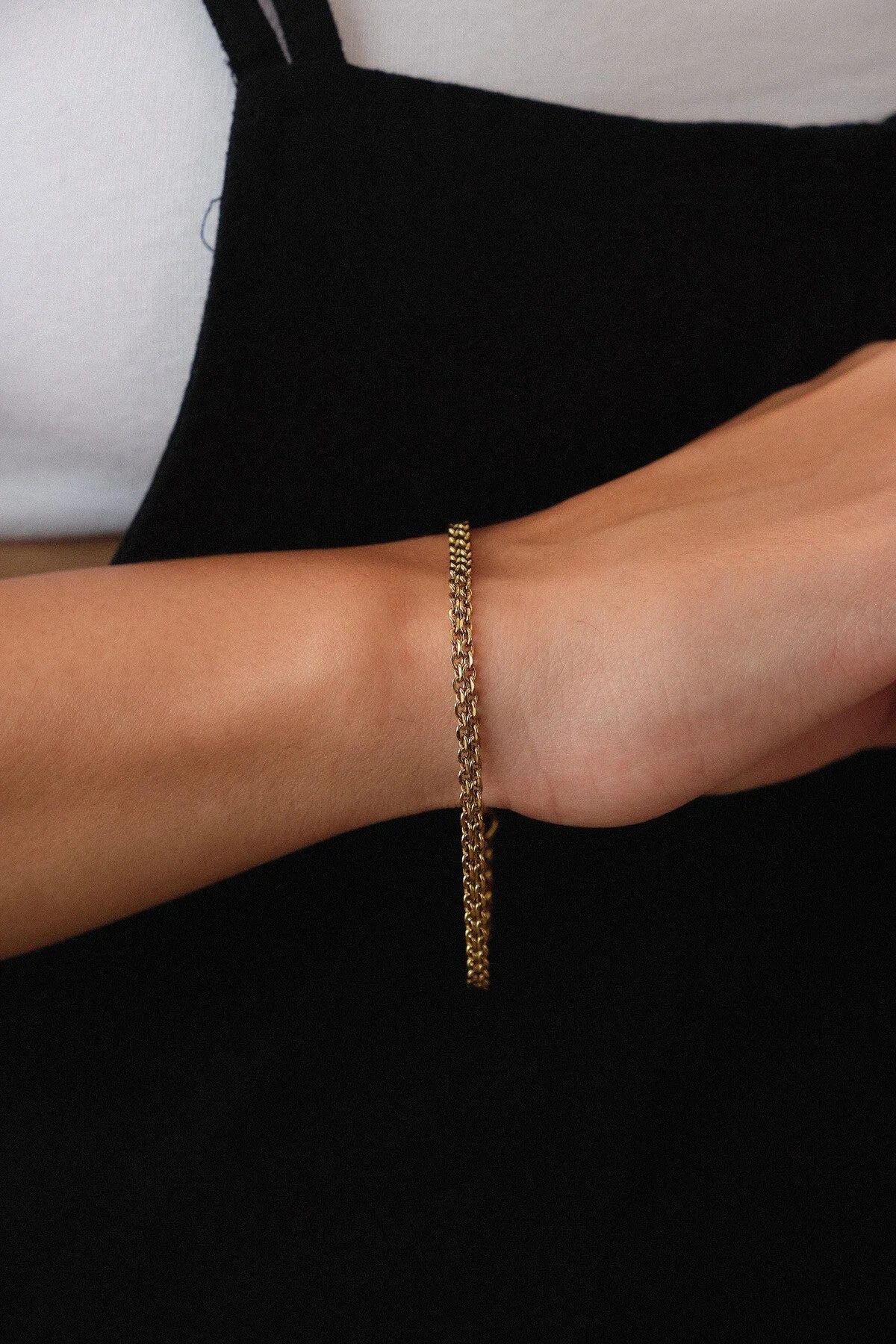 Çelik Örme Zincir Bileklik İç İçe Geçmeli Klasik Forse Zincir Bileklik 3mm Kararmaz 17cm+4cm&21cm