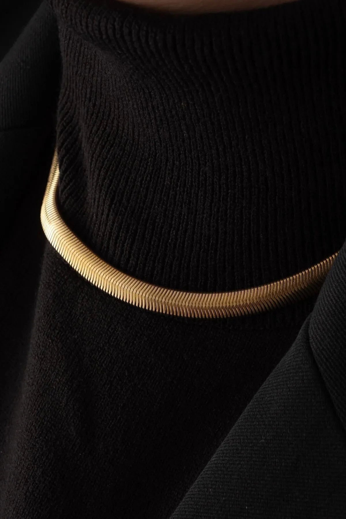 Çelik Kalın Yılan Kolye Balık Sırtı Yassı Zincir Kolye 5 mm Kararmaz 40cm+6cm