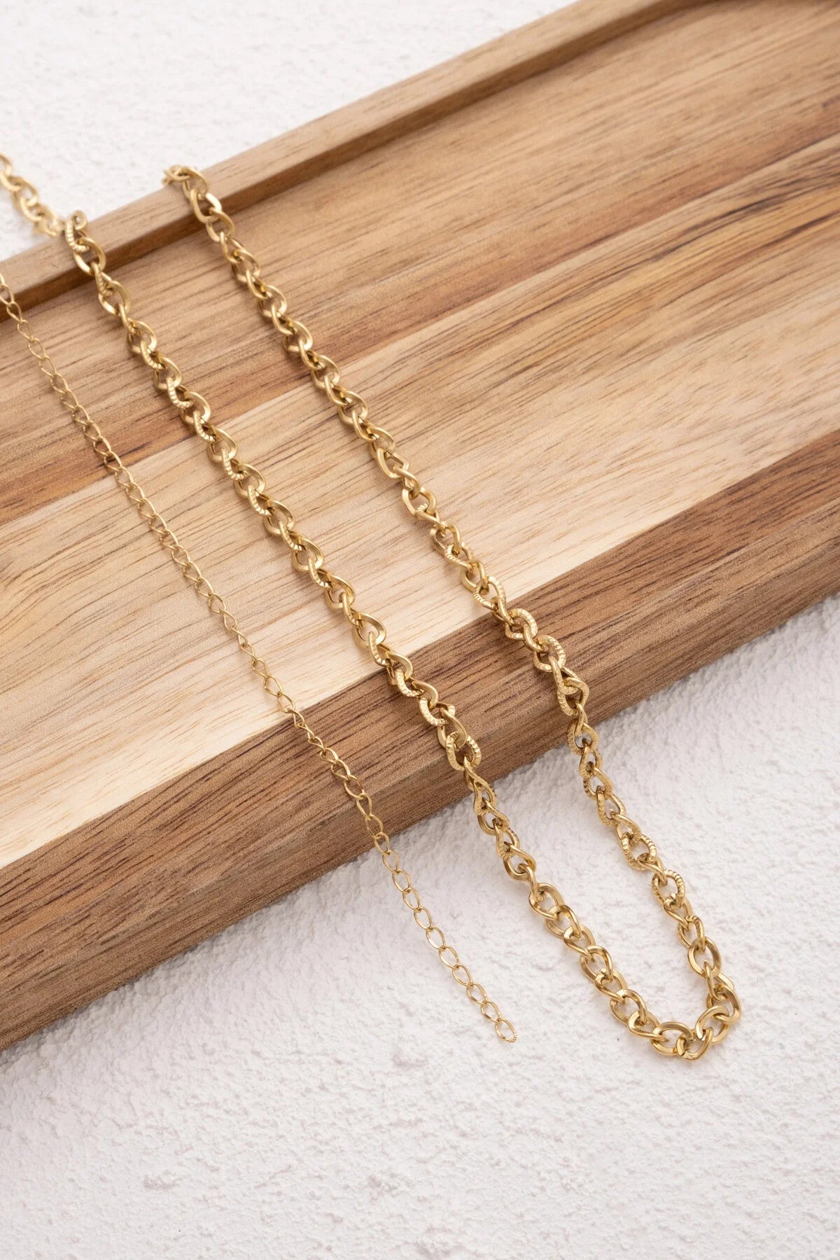 Çelik Dokulu Vücut Zinciri Günlük Kullanıma Uygun Kararmaz İç İçe Geçmeli Halkalar 60,25,60+15cm