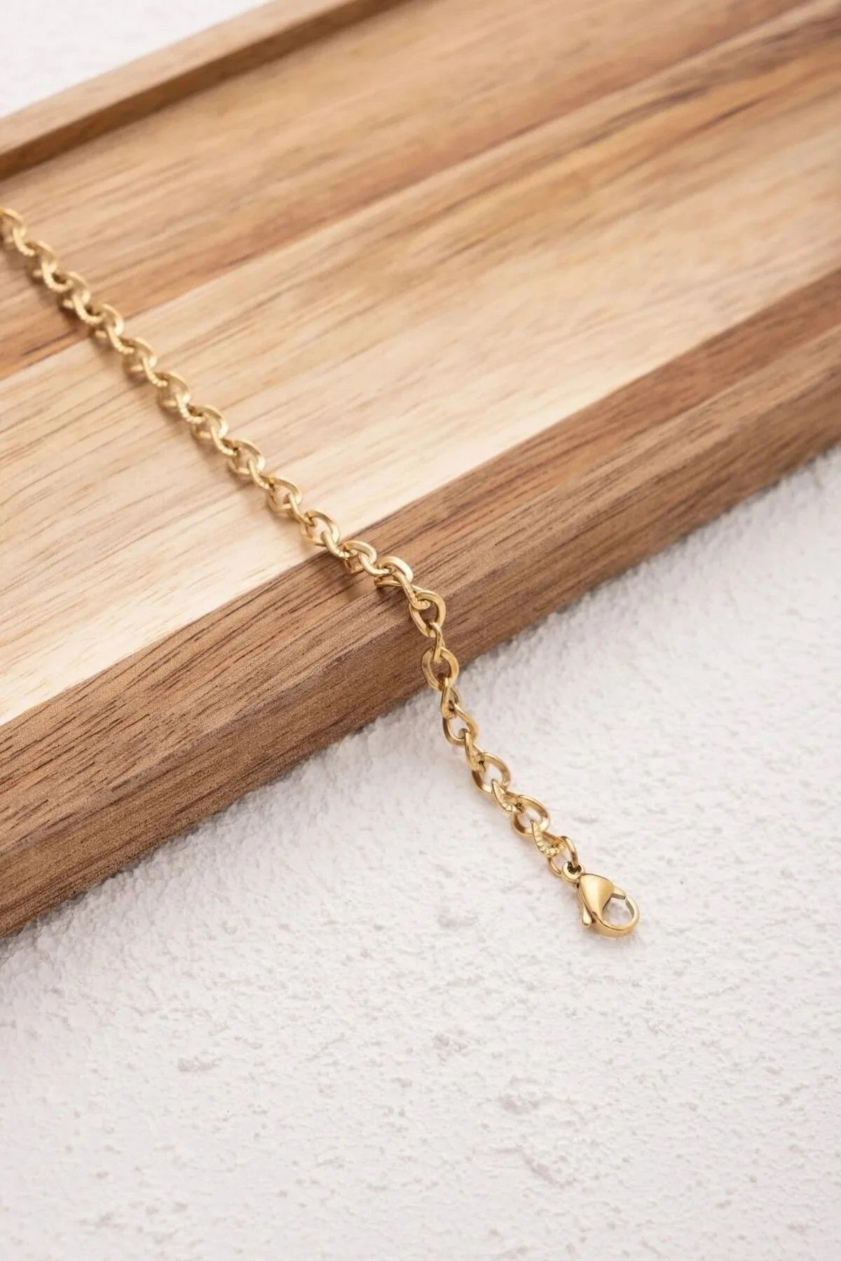 Çelik Dokulu Erkek Zincir Bileklik 4mm Kararmaz 20cm