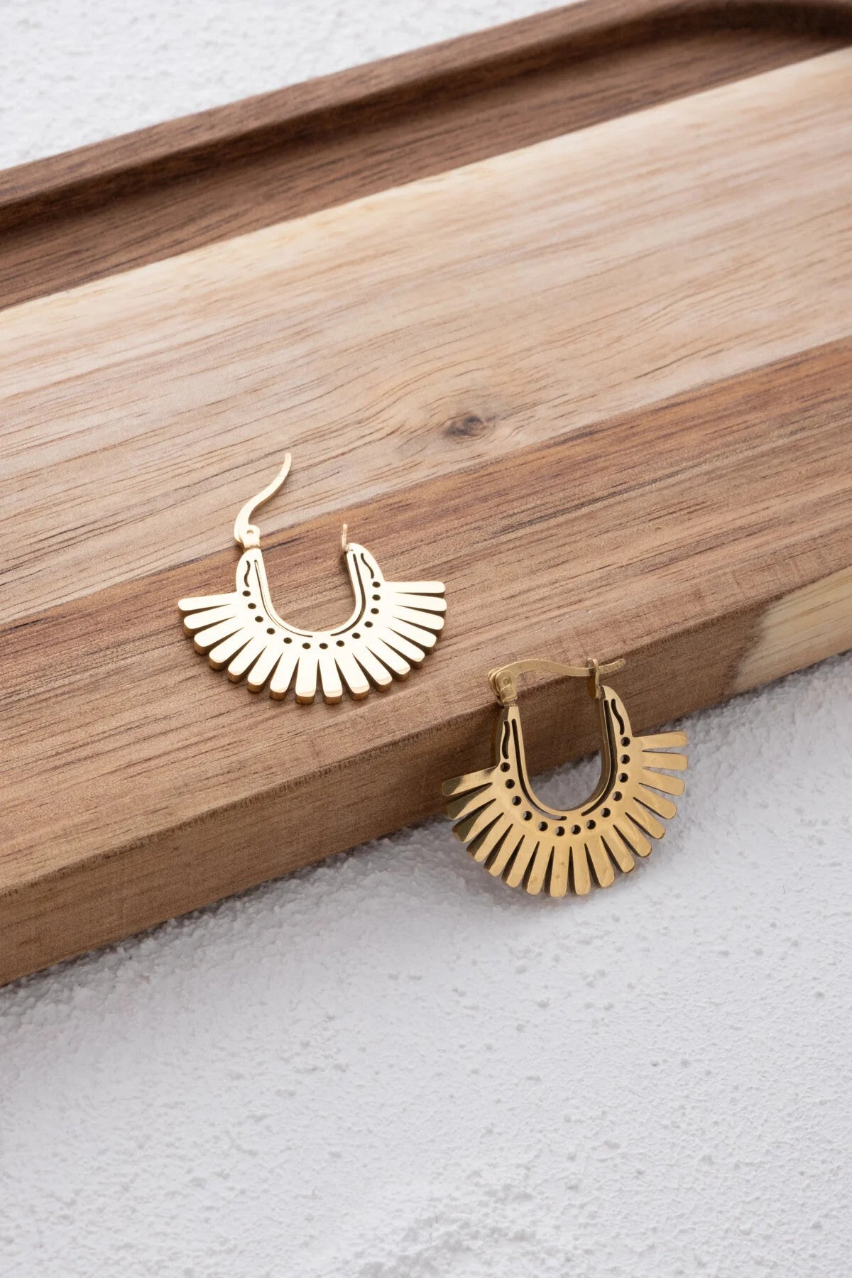 Çelik Yelpaze Küpe Kararmaz Plaka Klipsli Günlük Kullanıma Uygun 2.7 cm