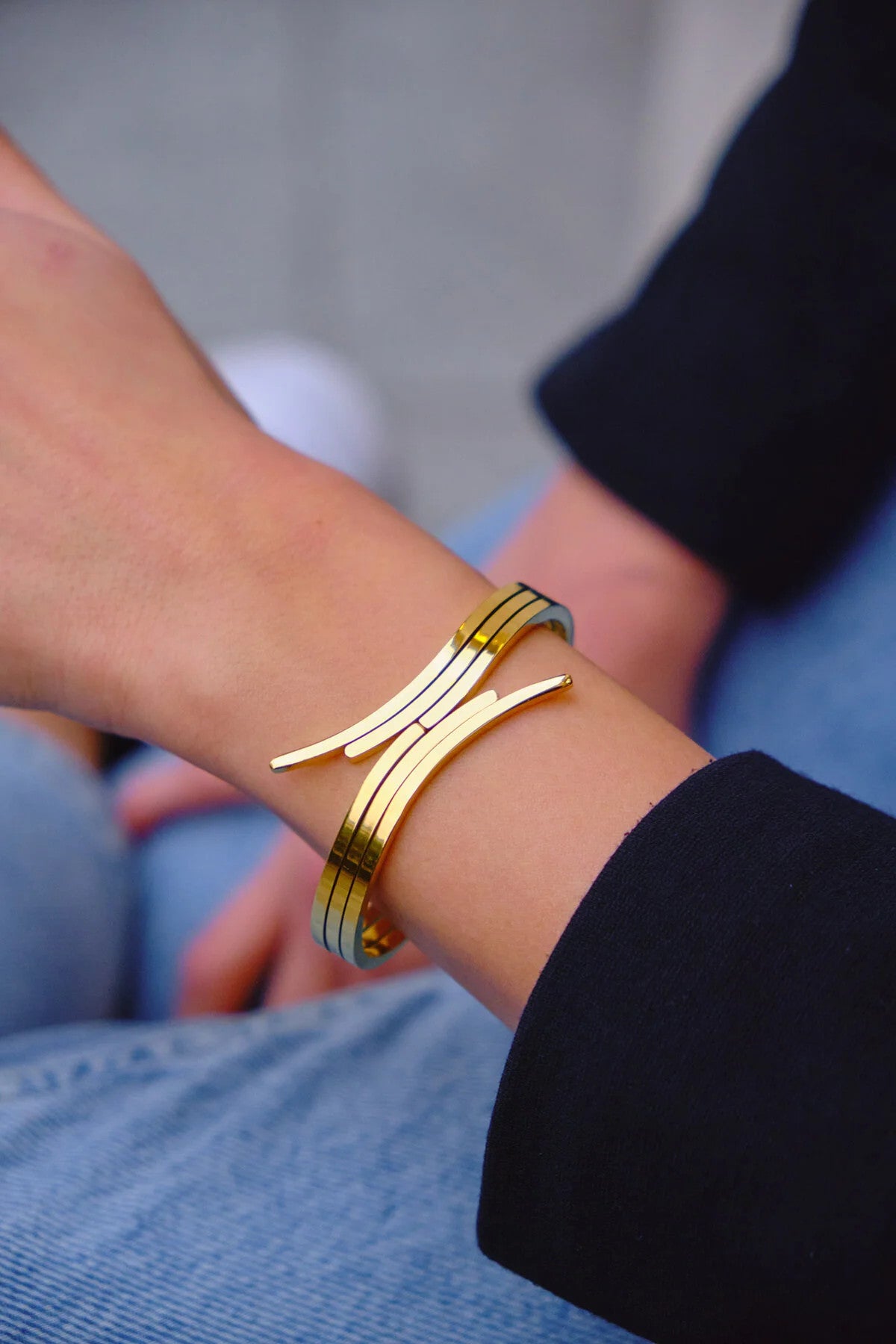 Çelik Melek Kanadı Kelepçe Bileklik Kararmaz