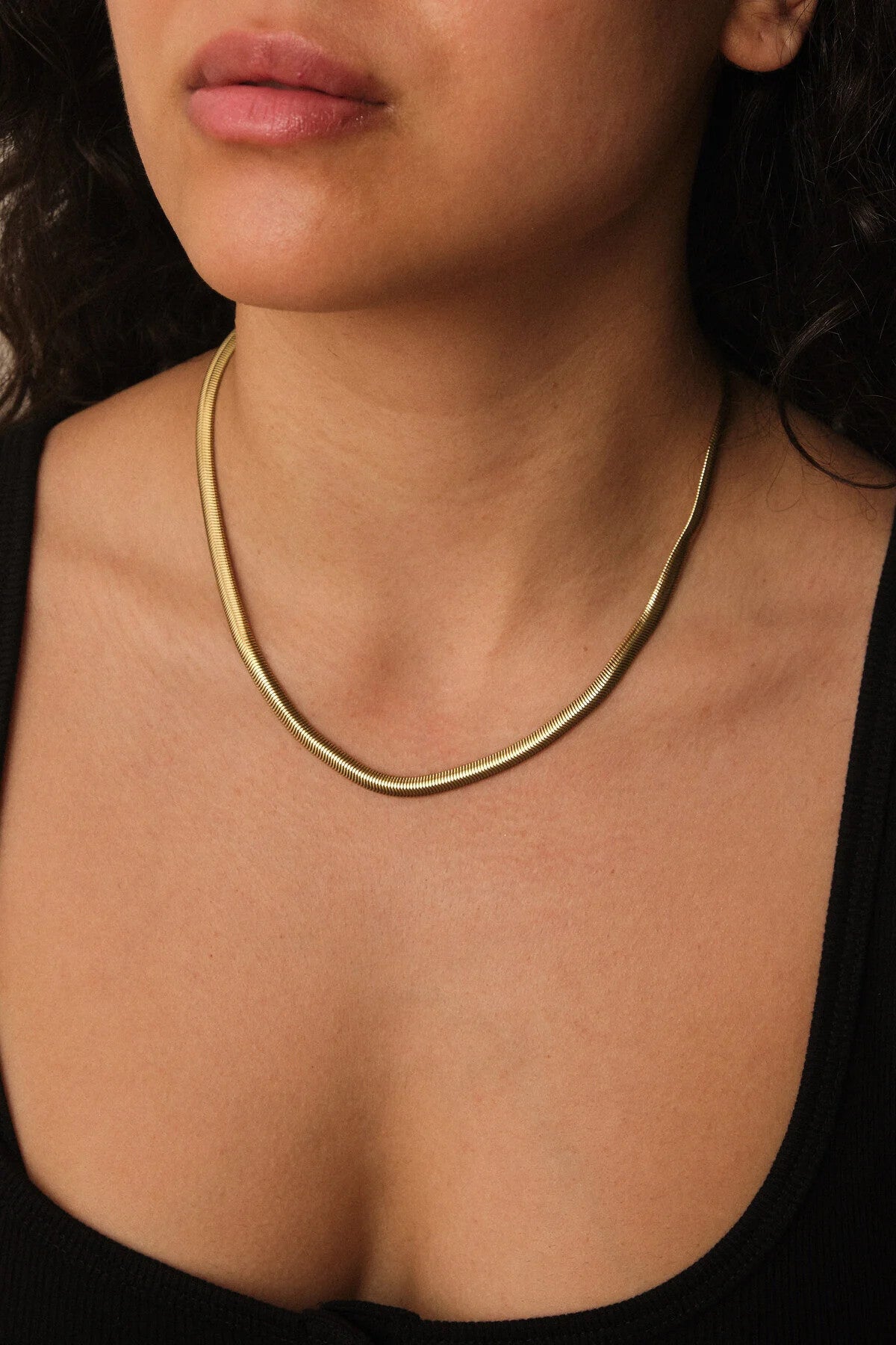 Çelik Yılan Kolye Balık Sırtı Yassı Zincir Kolye 5mm Kararmaz 45cm