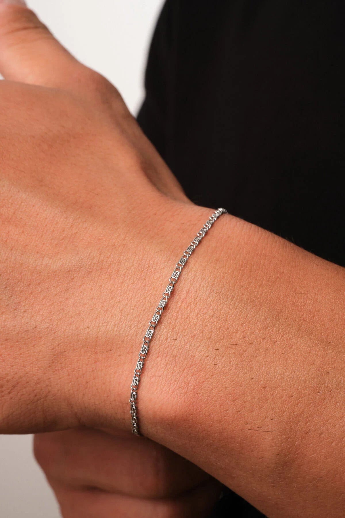 Çelik Ataç Salyangoz Erkek Zincir Bileklik 2mm Kararmaz 20cm