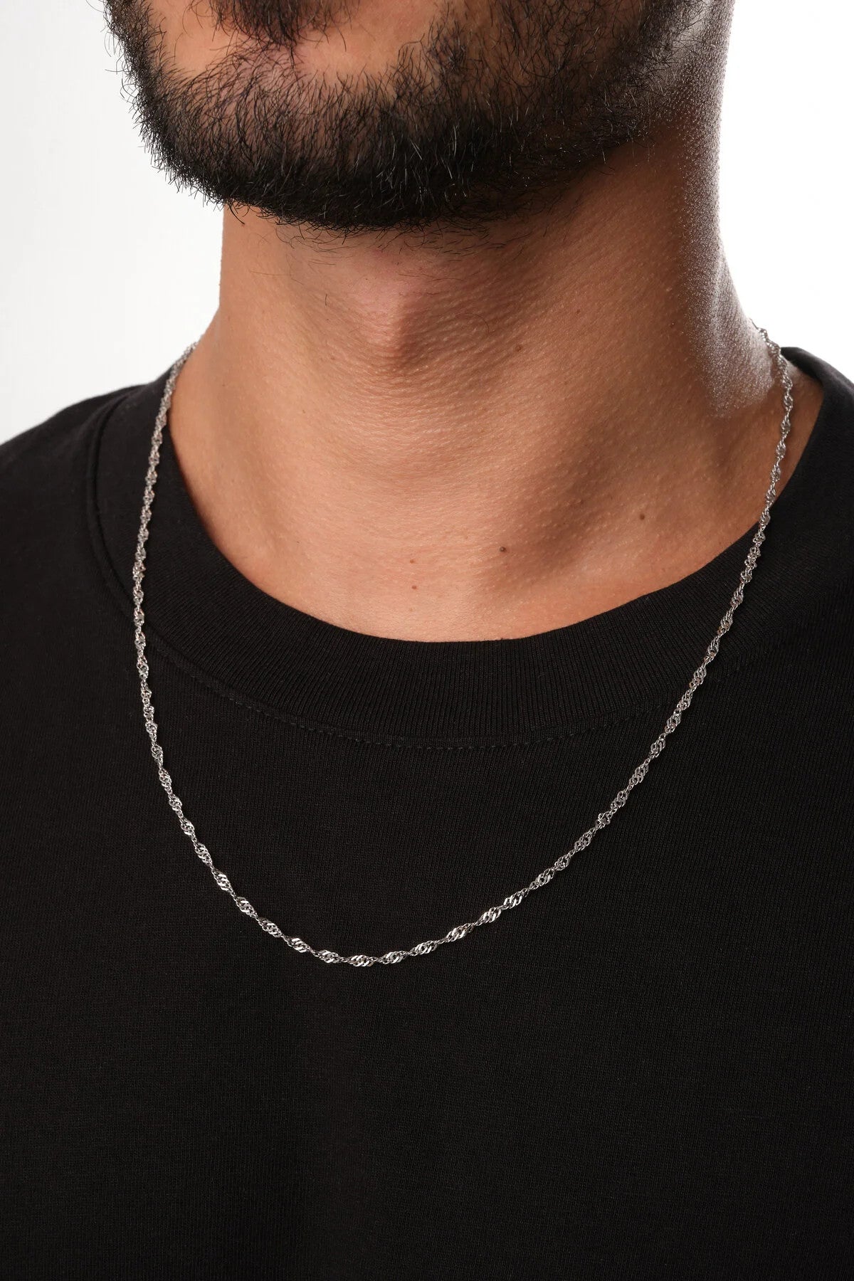 Çelik Singapur Erkek Zincir Kolye 3mm Kararmaz 60cm