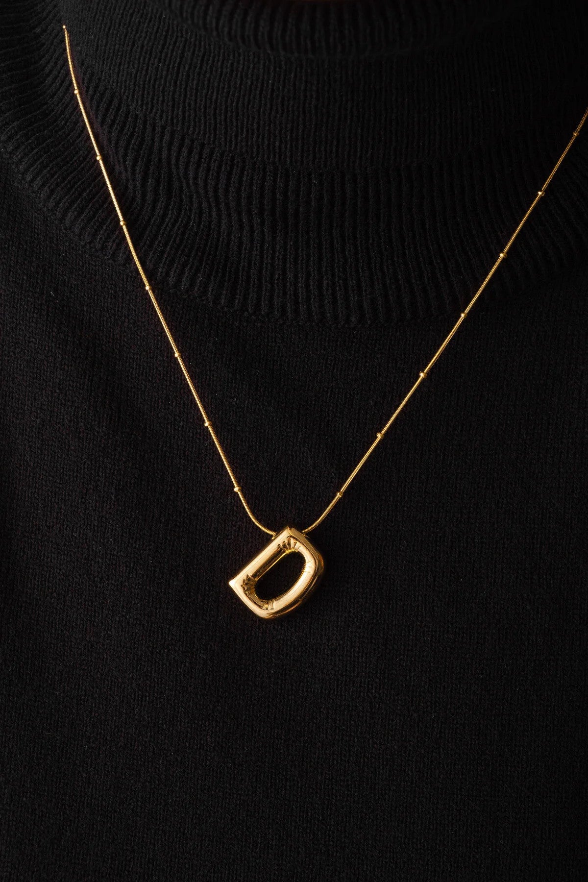 Çelik Harfli "D" Bubble Balon Kolye Balık Sırtı Toplu Zincir D Harfi 45cm