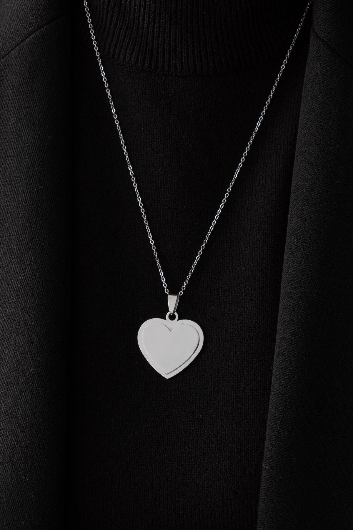 Çelik Kalp Kolye Kararmaz Sevgiliye Hediye