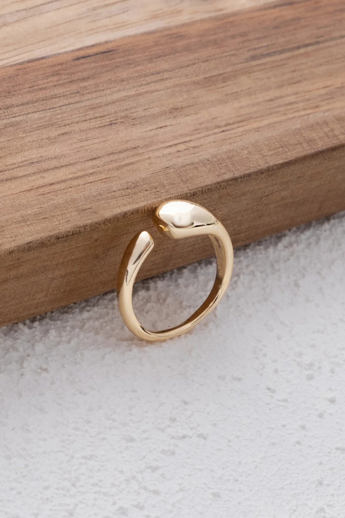 Bombeli Damla Yüzük Altın Plaka Free Size Önden Ayarlamalı