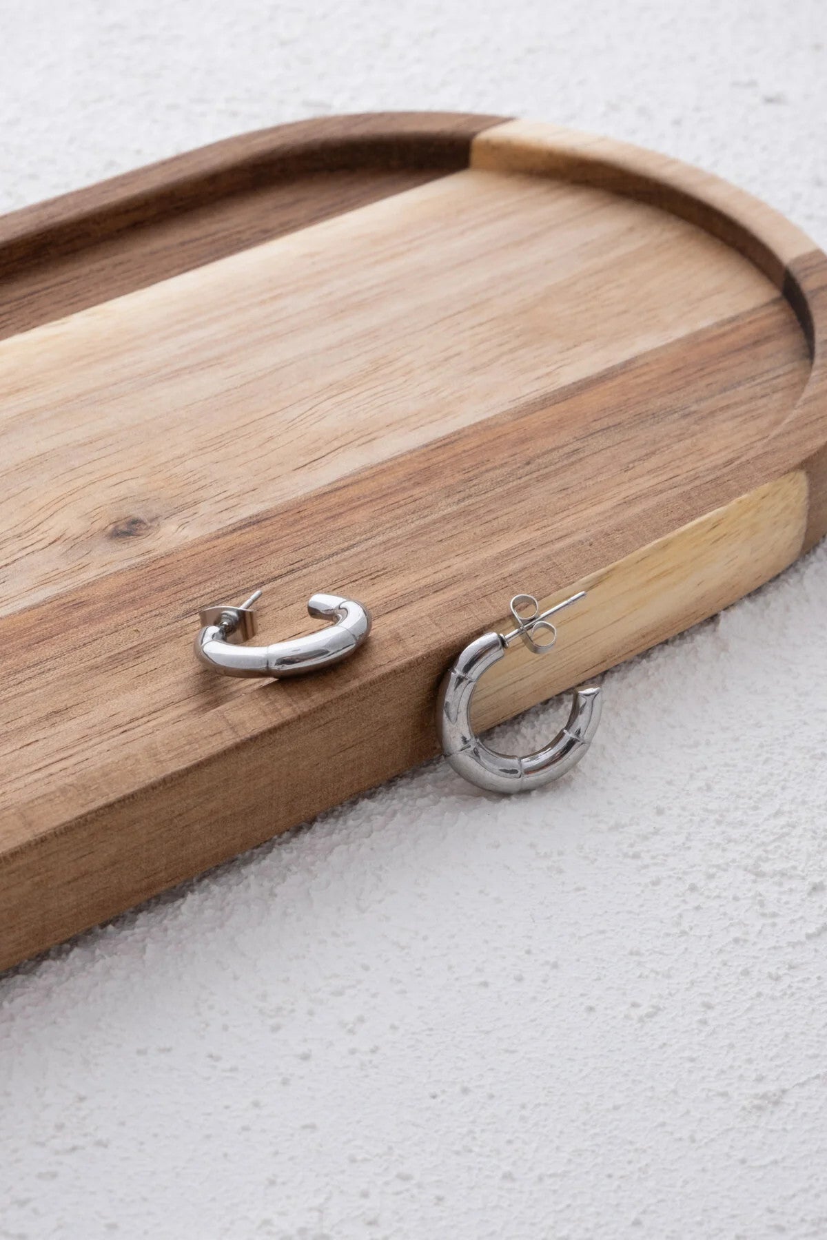 Çelik Boru Küpe Kararmaz Yarım Halka Kruvasan Model Bombeli Küpe