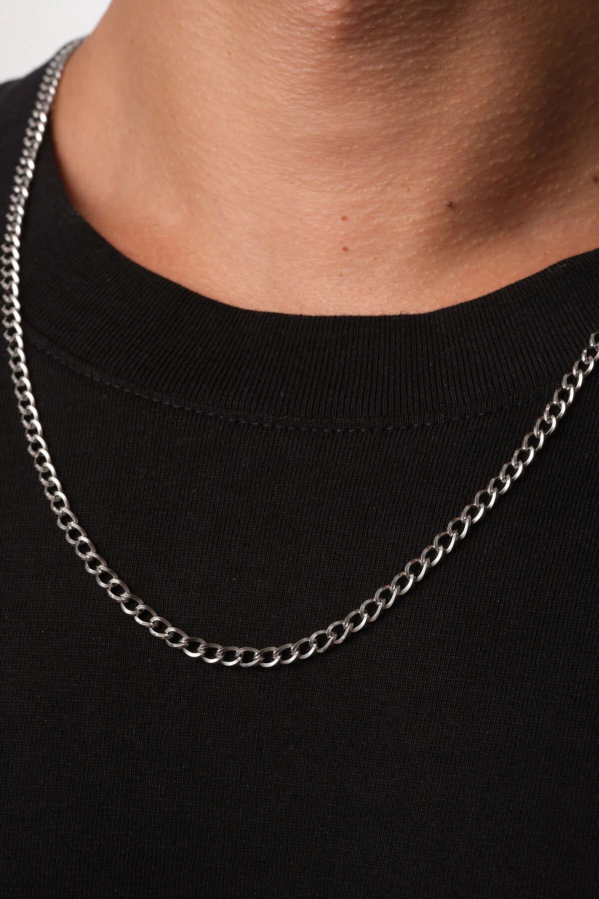 Çelik Kalın Forse Erkek Zincir Kolye 4mm Kararmaz