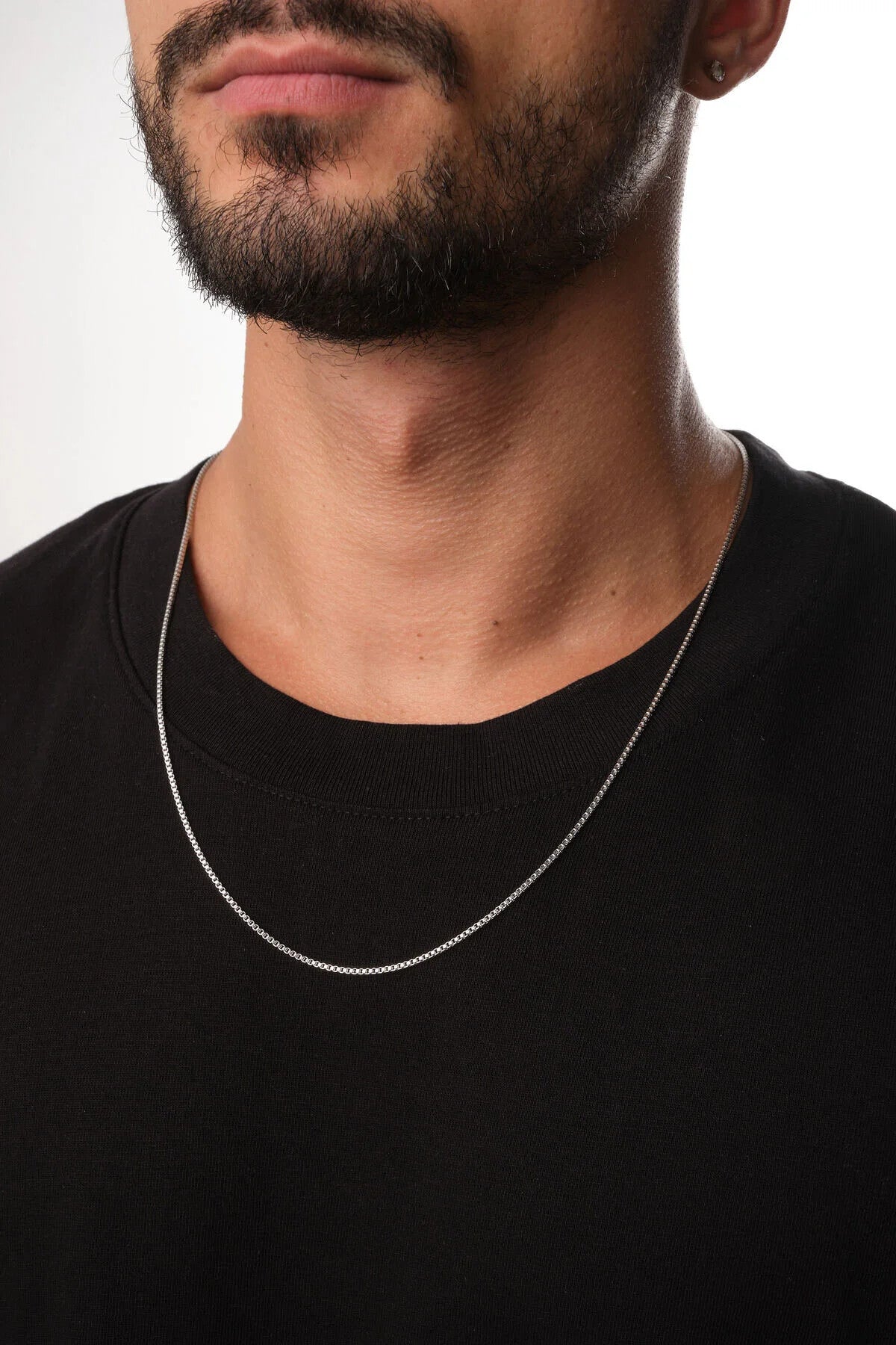 Çelik Kutu Kare Zincir Erkek Kolye 1mm Kararmaz