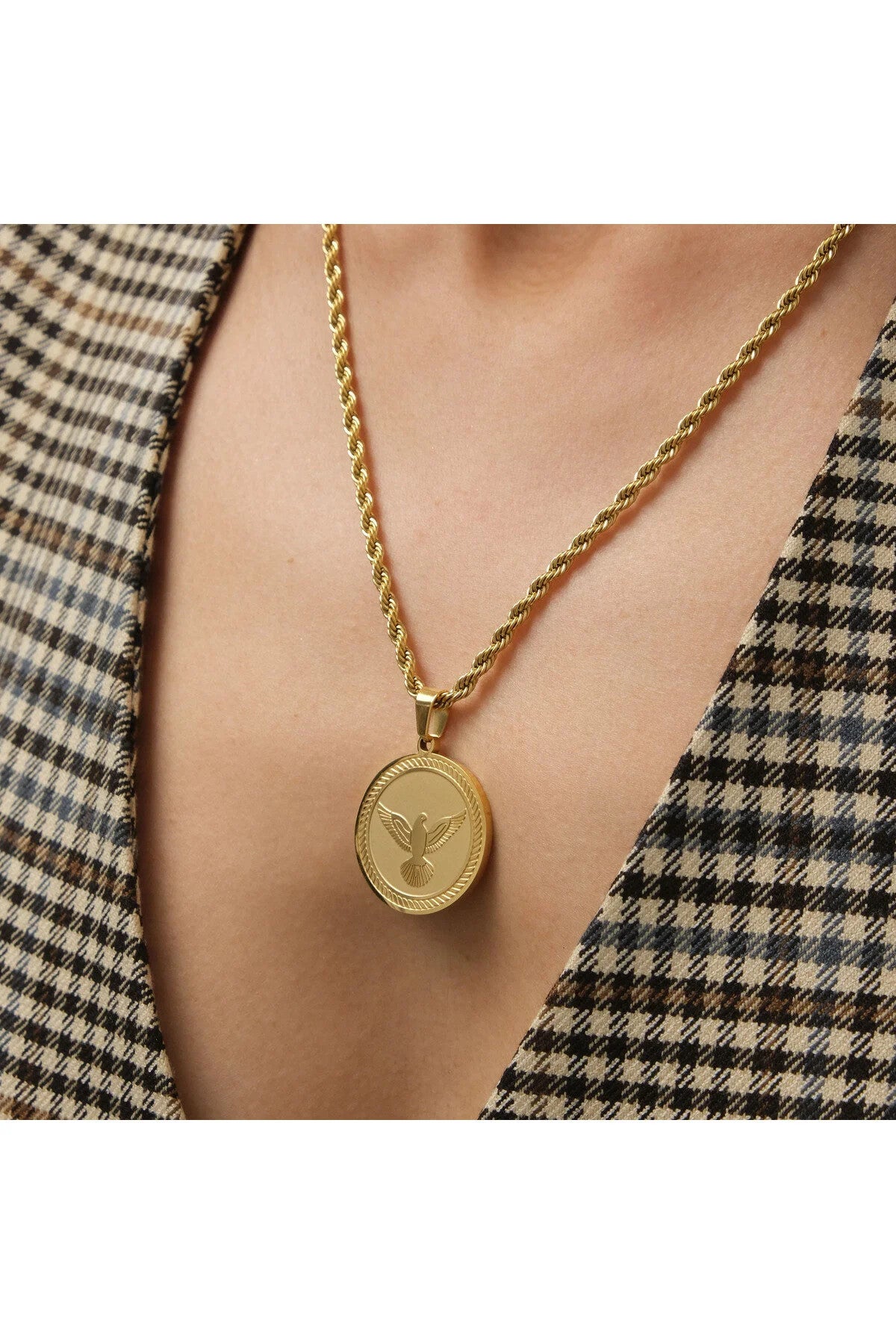 Çelik Kartal Madalyon Kolye