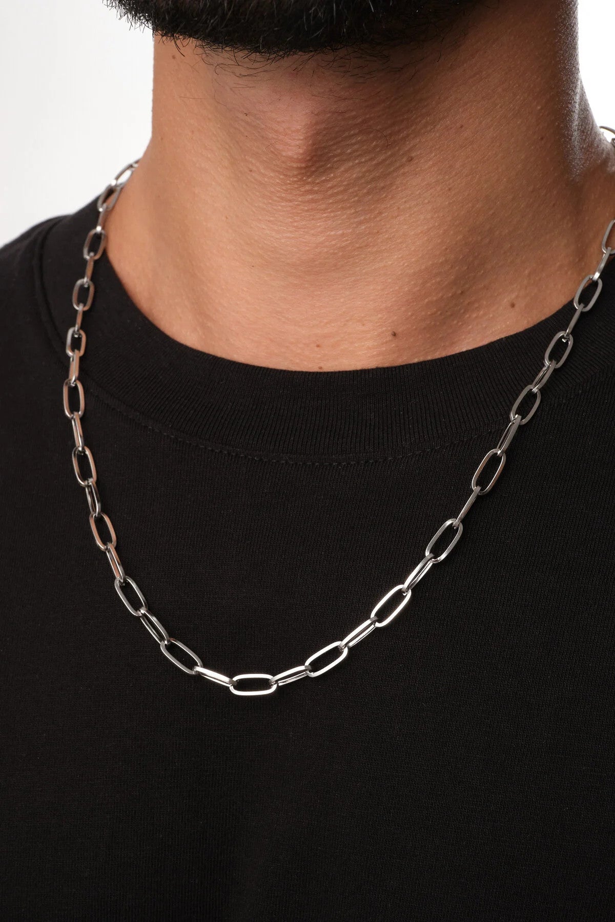 Çelik Ataç Erkek Zincir Kolye 5mm Kararmaz