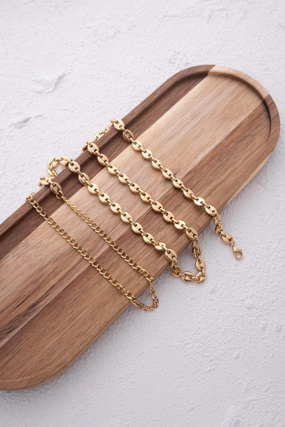 Çelik Kahve Çekirdeği Bel Zinciri Günlük Kullanıma Uygun Kararmaz Gemici Model 60-75cm 5mm