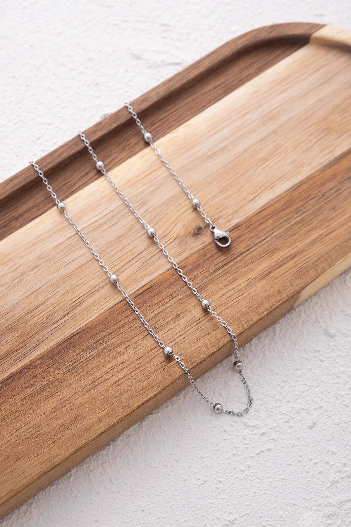 Çelik Toplu Ince Dorika Zincir Kolye Ince Forse Zincir 1mm Zarif Minimal