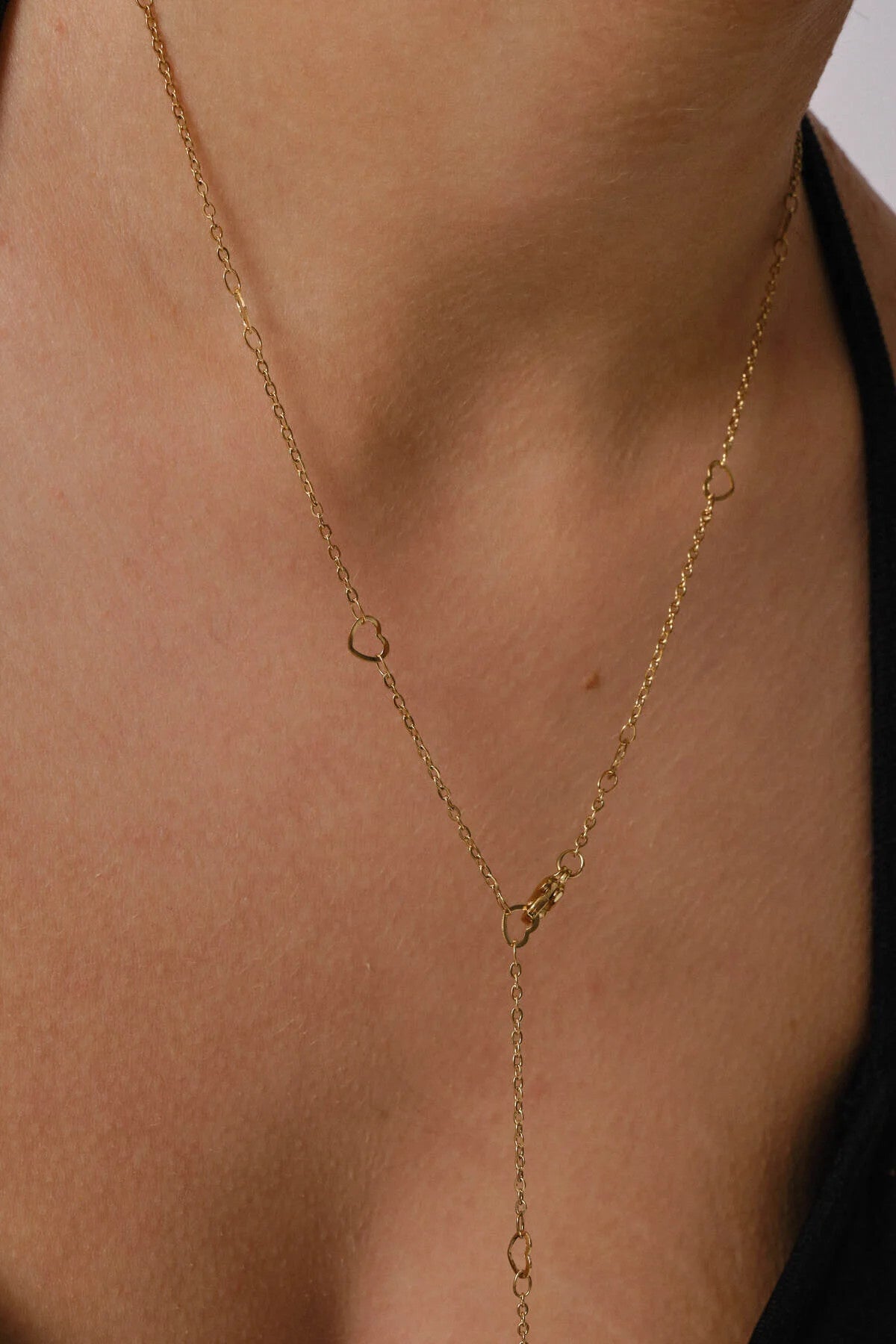 Çelik Kalp Y Kolye Zincir Ayarlanabilir Kolye 1mm Zarif Minimal 45cm