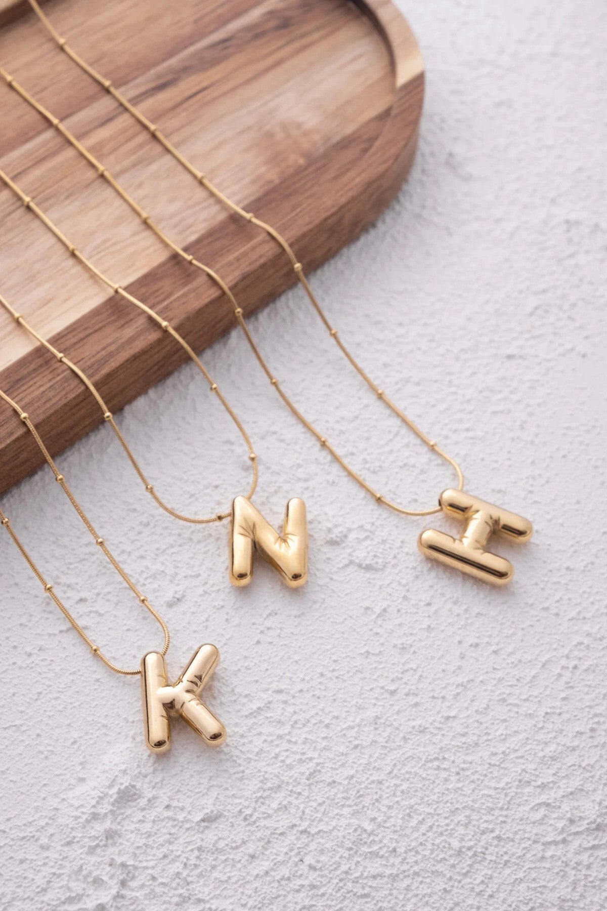 Çelik Harfli "K" Bubble Balon Kolye Balık Sırtı Toplu Zincir K Harfi 45cm