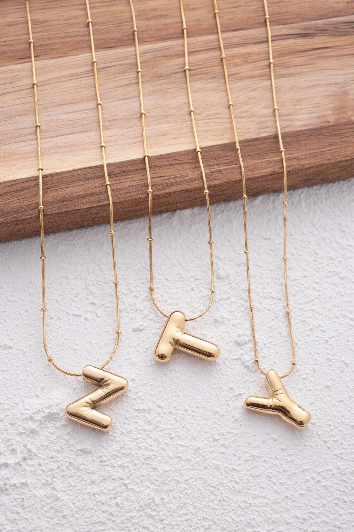 Çelik Harfli "Z" Bubble Balon Kolye Balık Sırtı Toplu Zincir Z Harfi 45cm