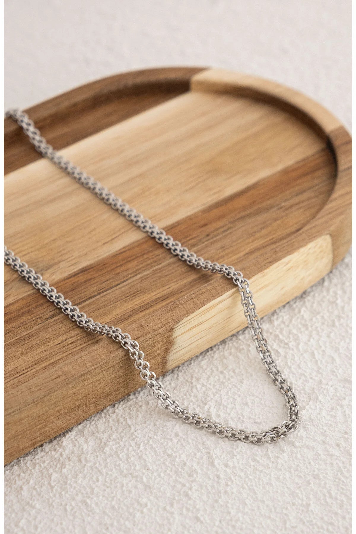 Çelik Örme Erkek Zincir Kolye Forse Zincir 3mm Kararmaz