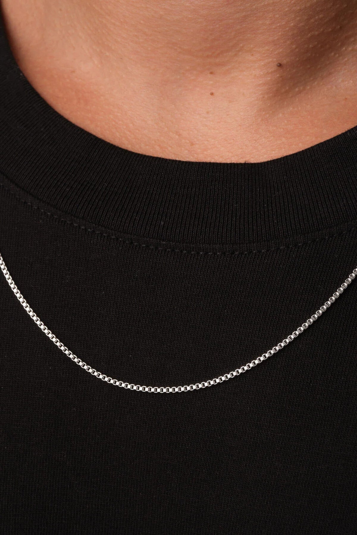 Çelik Kutu Kare Zincir Erkek Kolye 1mm Kararmaz