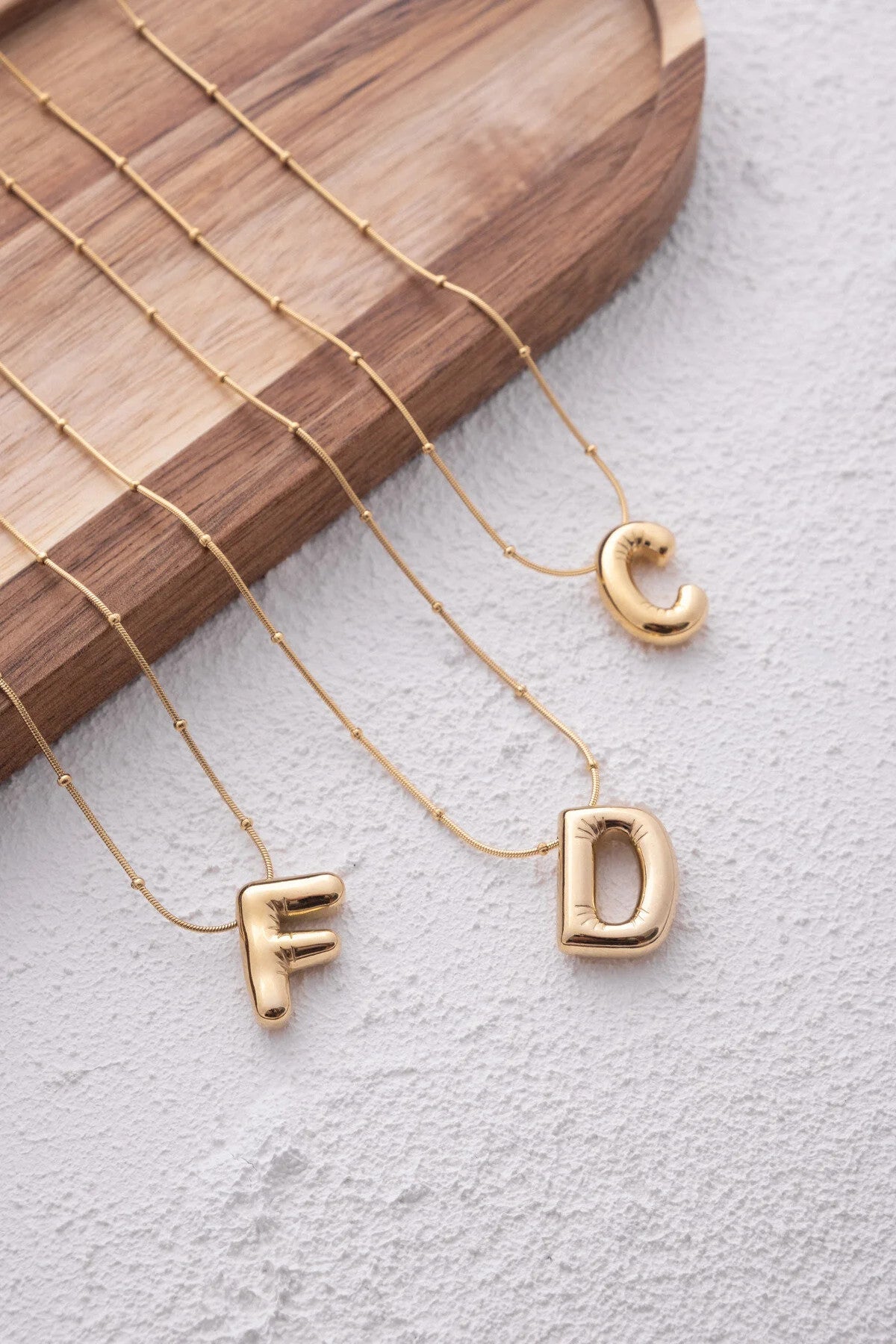 Çelik Harfli "D" Bubble Balon Kolye Balık Sırtı Toplu Zincir D Harfi 45cm