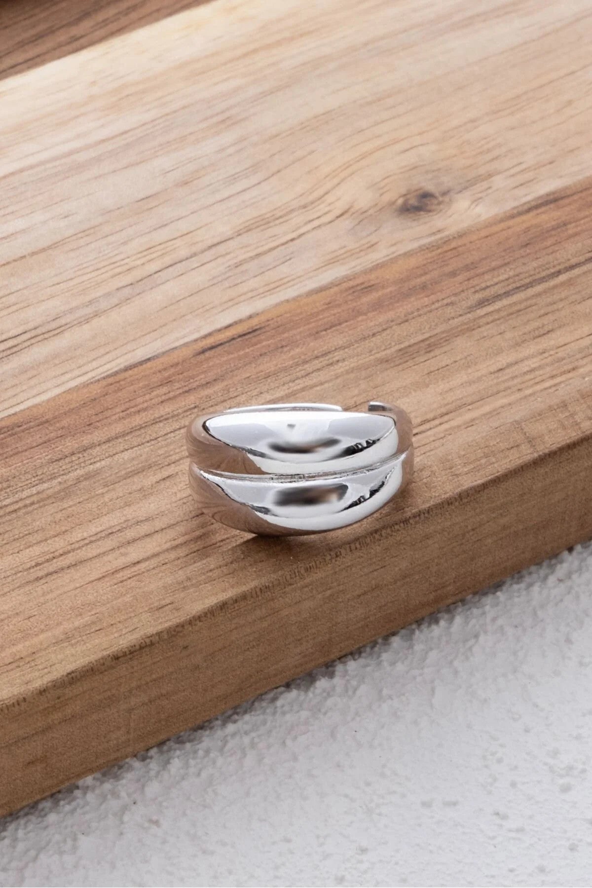 Bombeli Yüzük Iki Sıra Kombinlik Popüler Yüzük Plakalı Free Size Ayarlanabilir Ölçü