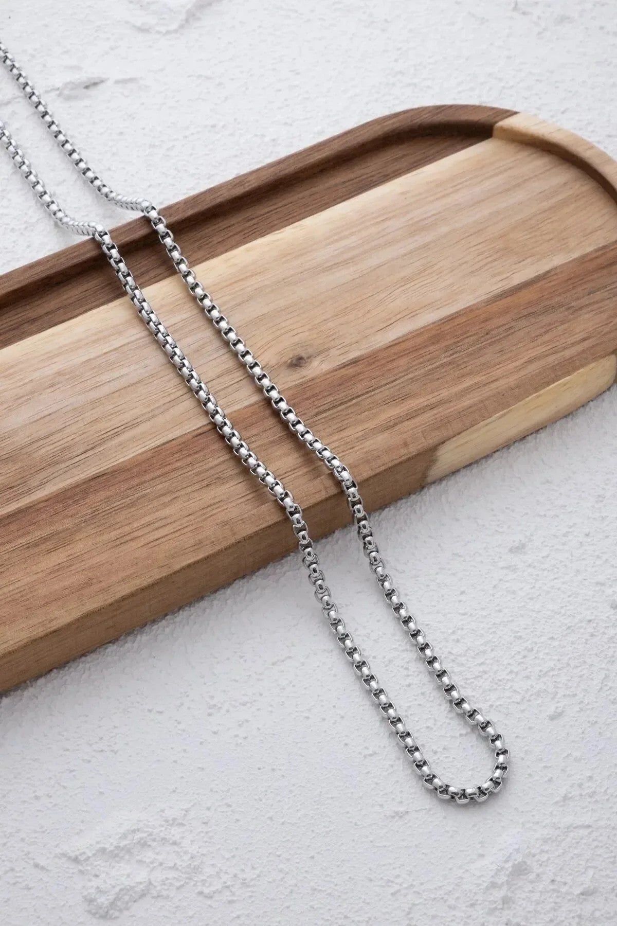 Çelik Top Erkek Kolye 3mm Yuvarlak Kararmaz Zincir