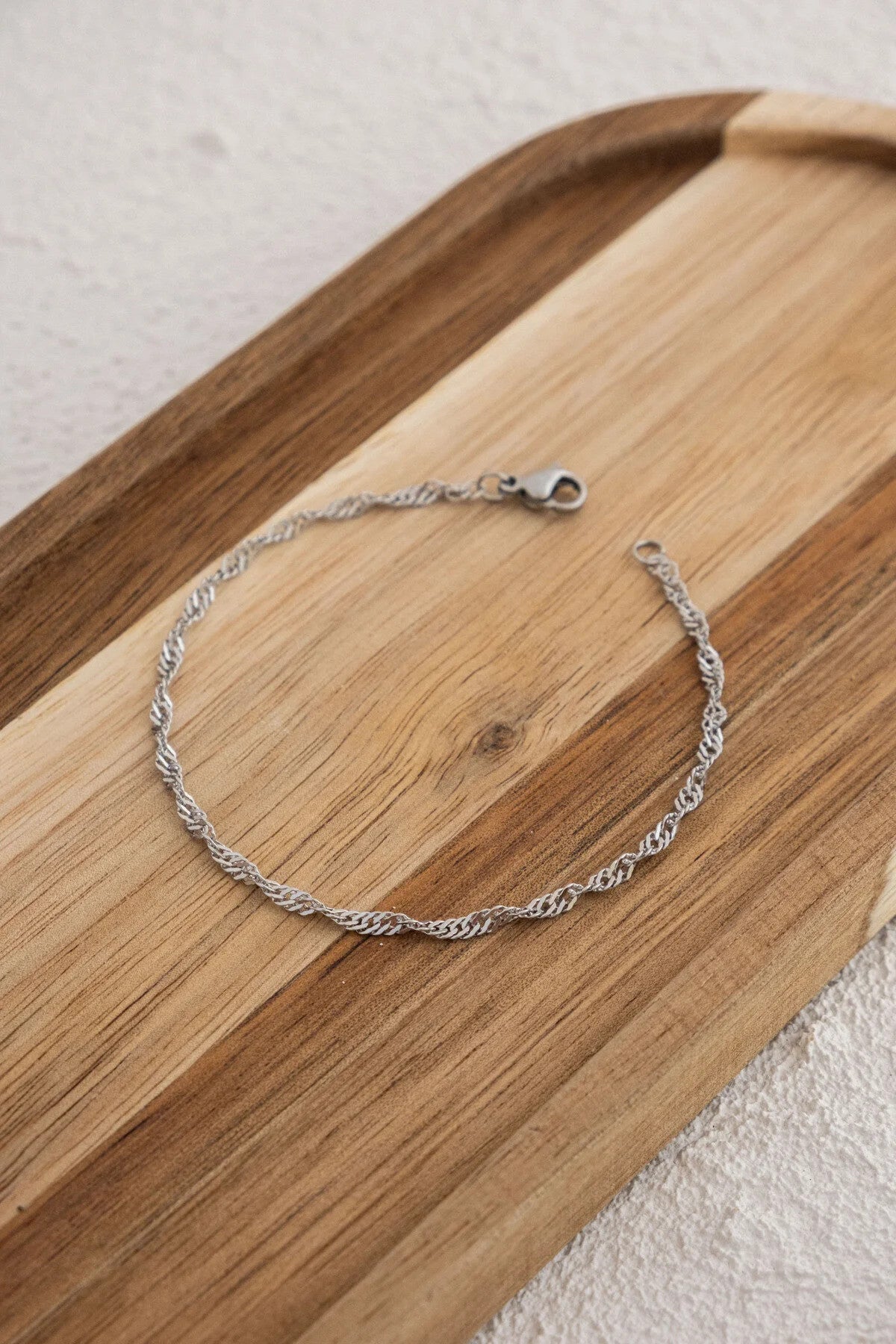 Çelik Singapur Zincir Bileklik İnce İthal Sarma Burgu Zincir 2mm Zarif Minimal 17cm+4cm&21cm