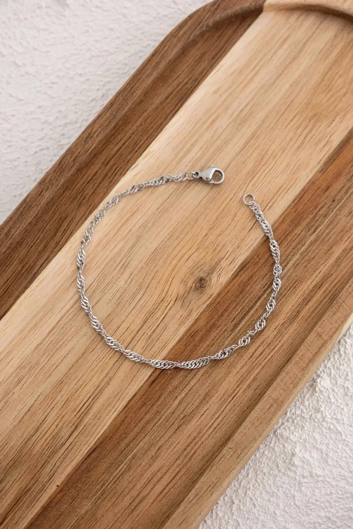 Çelik Singapur Erkek Zincir Bileklik 3mm Kararmaz 20cm