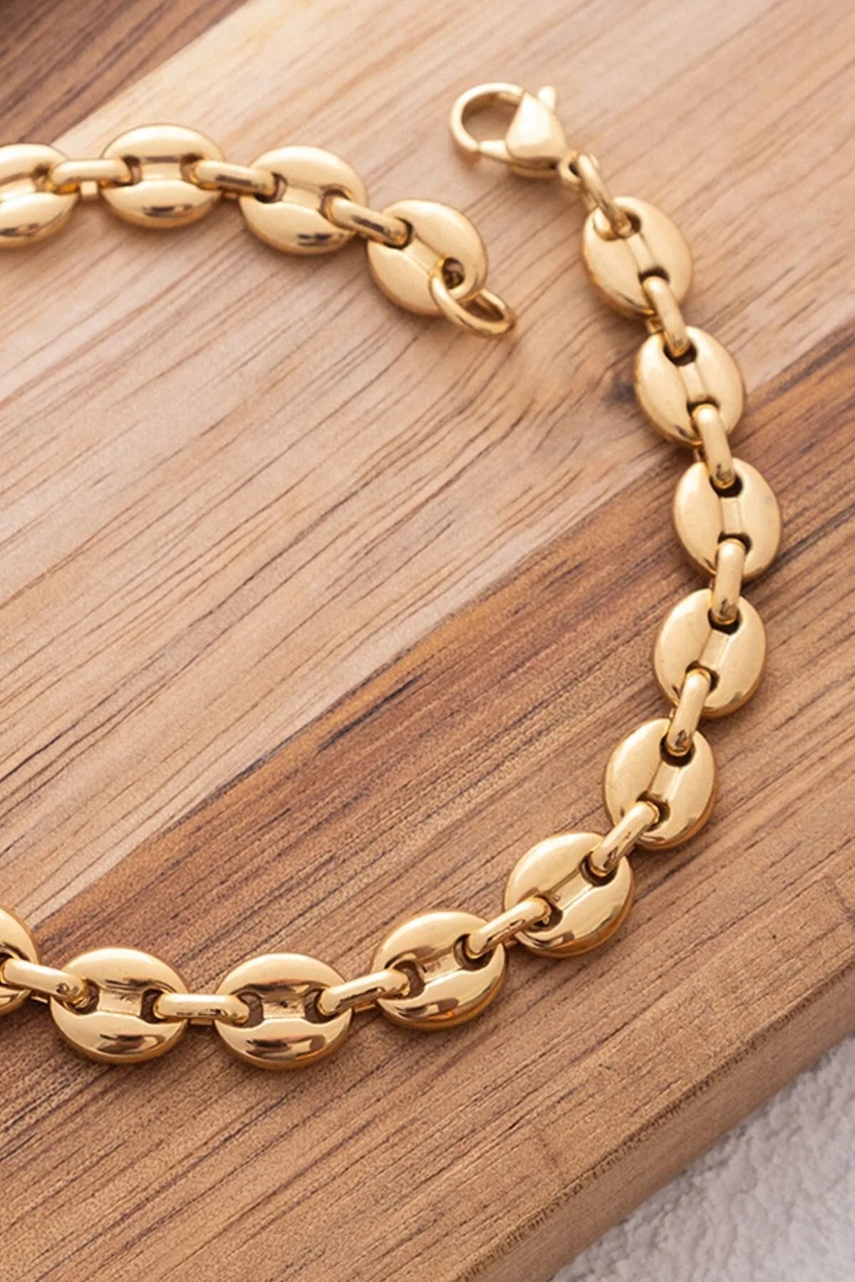 Çelik Gemici Model Zincir Halhal Günlük Kullanıma Uygun Kararmaz Kahve Çekirdeği Halhal 5mm 22cm 4cm