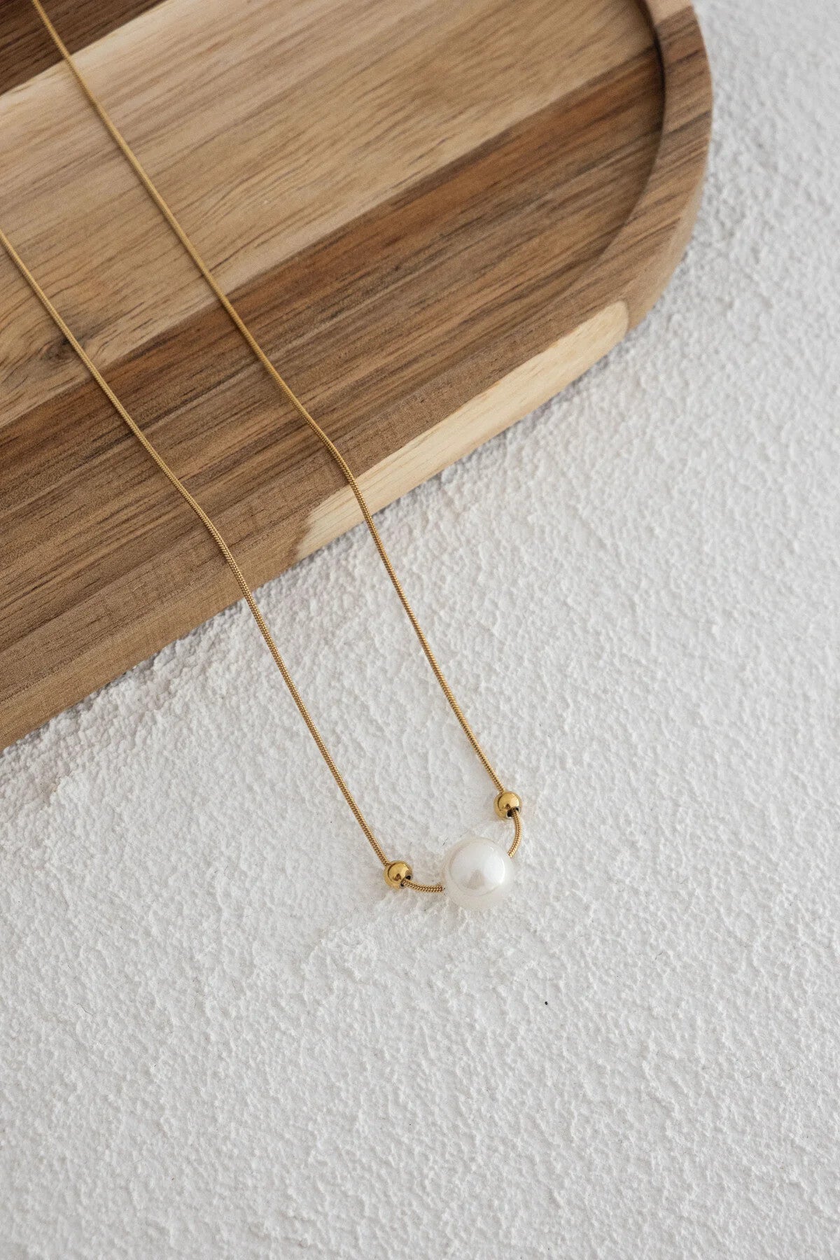 Çelik İnci Kolye Kararmaz Toplu Tek İnci Kolye 40cm+5cm