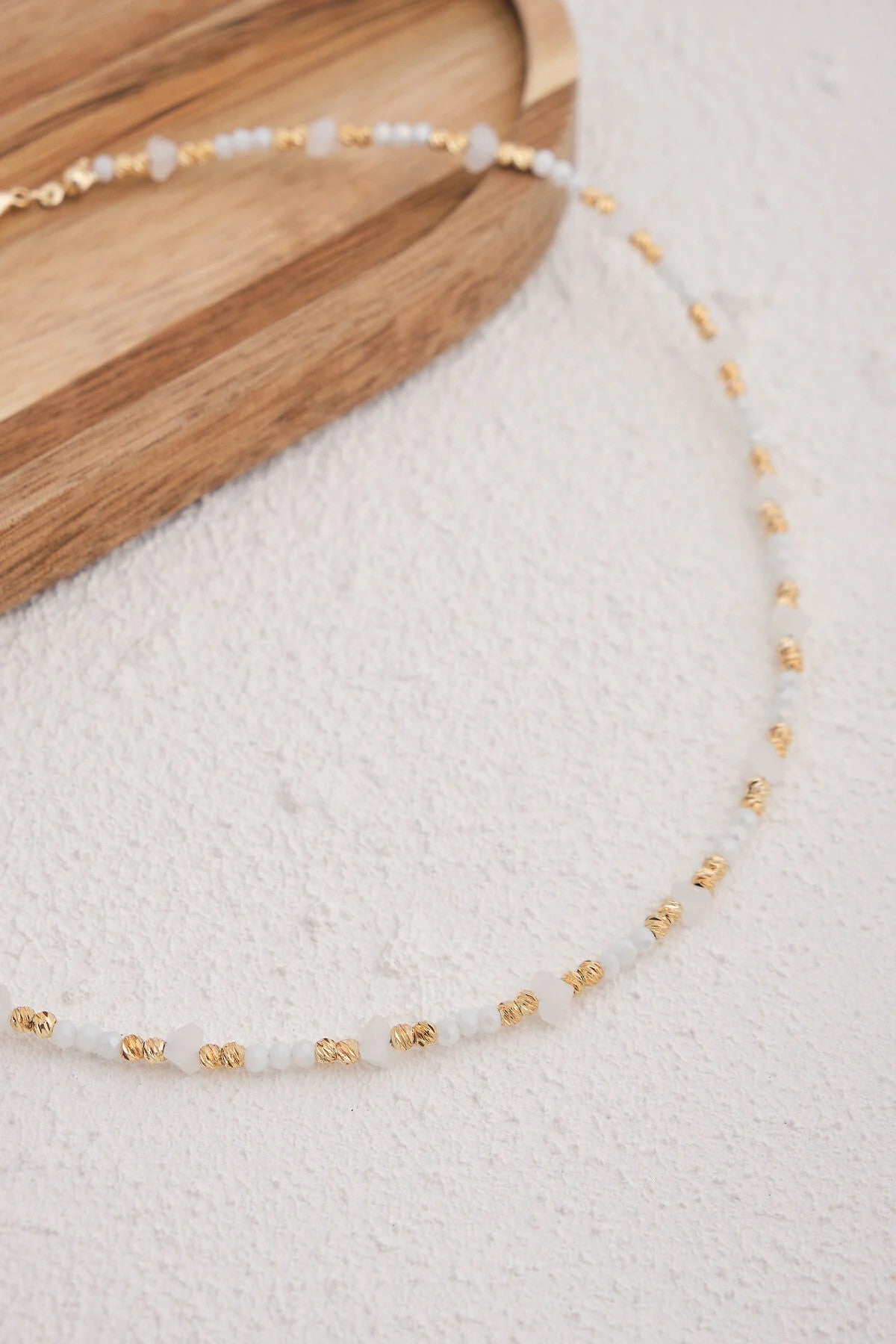 Kristal Kuvars Doğal Taş Kolye 40cm+5cm El İşi Özel Yapım Gerçek Kuvars Taşı