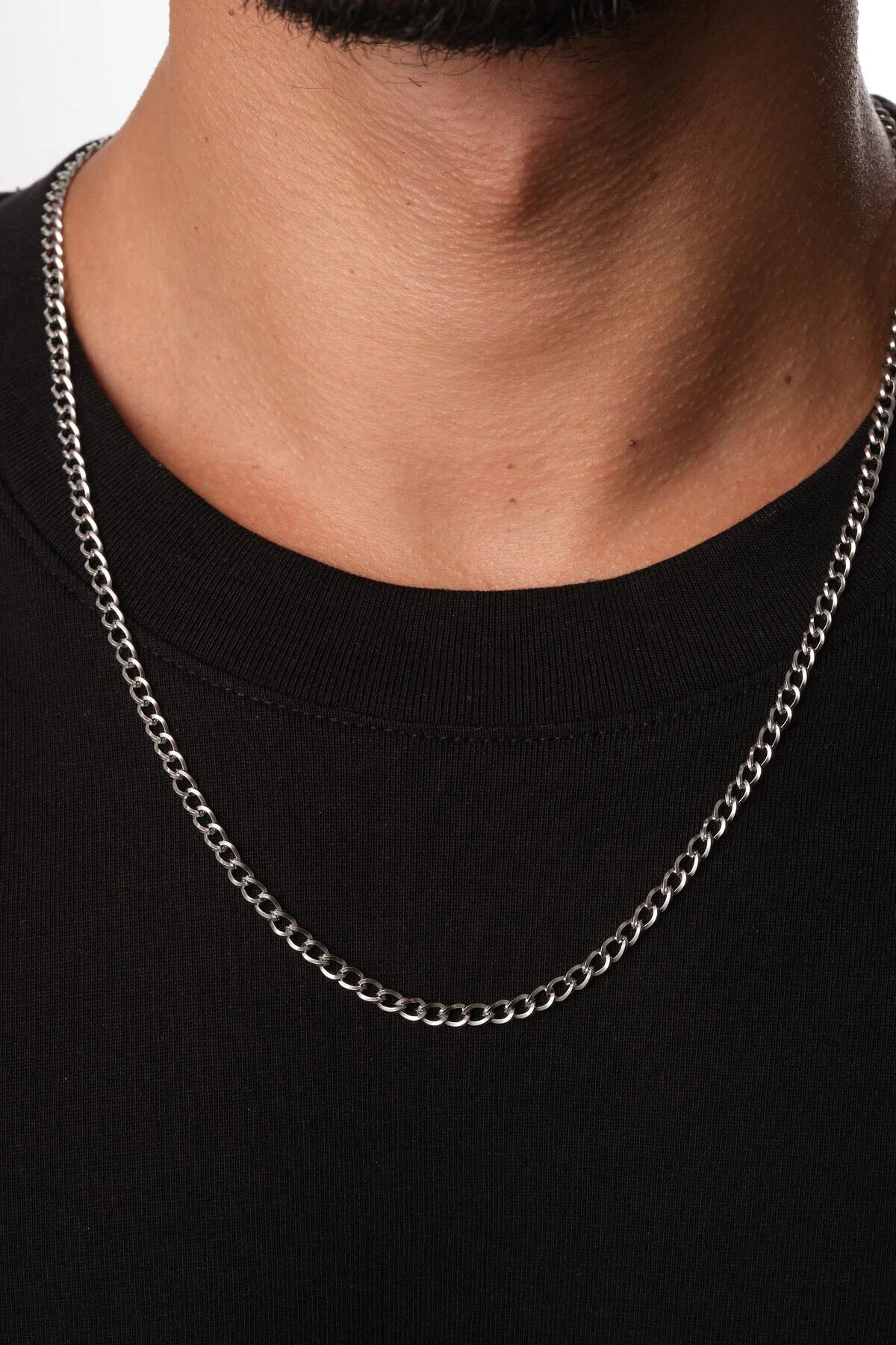 Çelik Kalın Forse Erkek Zincir Kolye 4mm Kararmaz