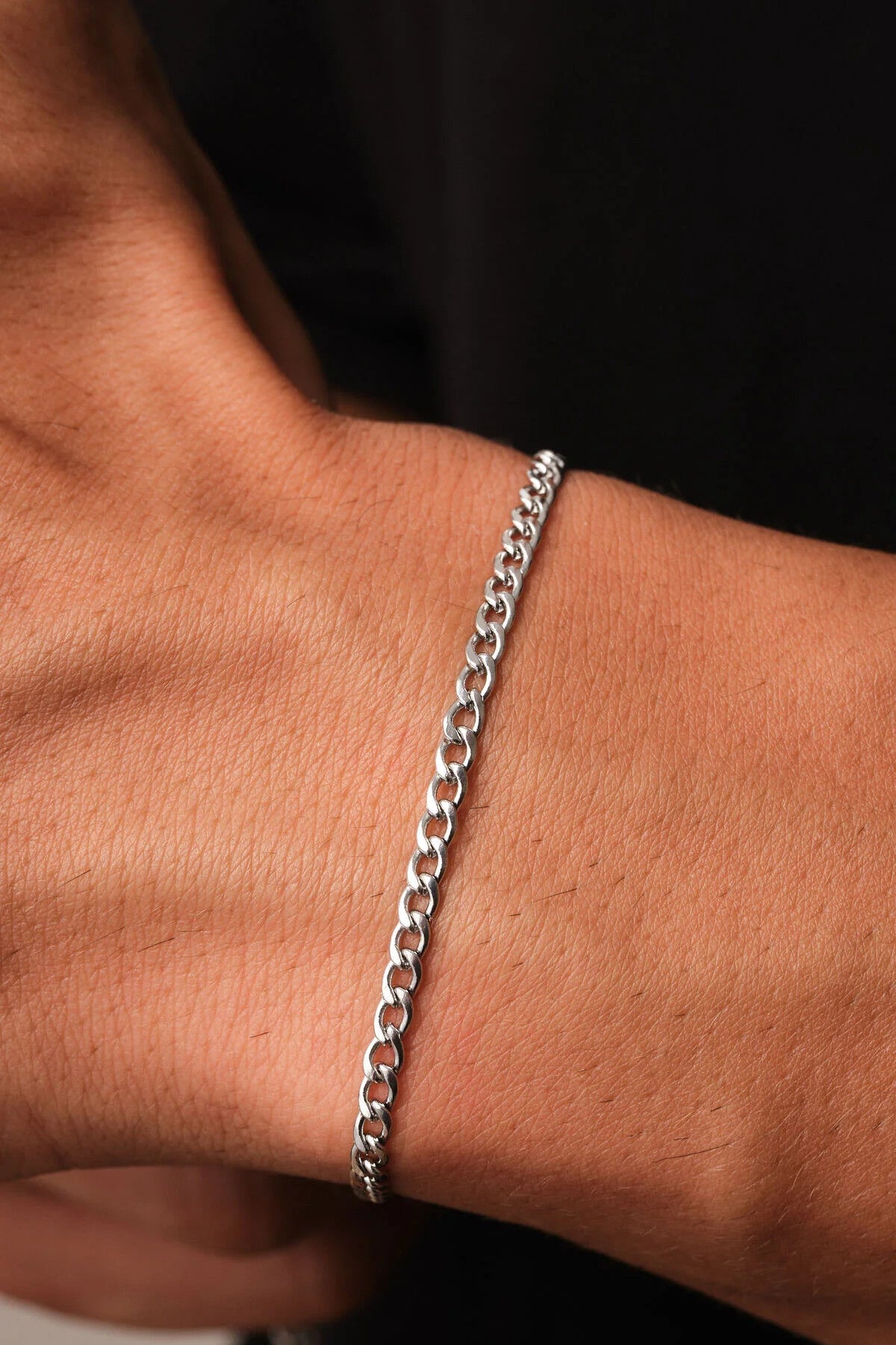 Çelik Gurmet Erkek Zincir Bileklik 3mm Kararmaz 20cm