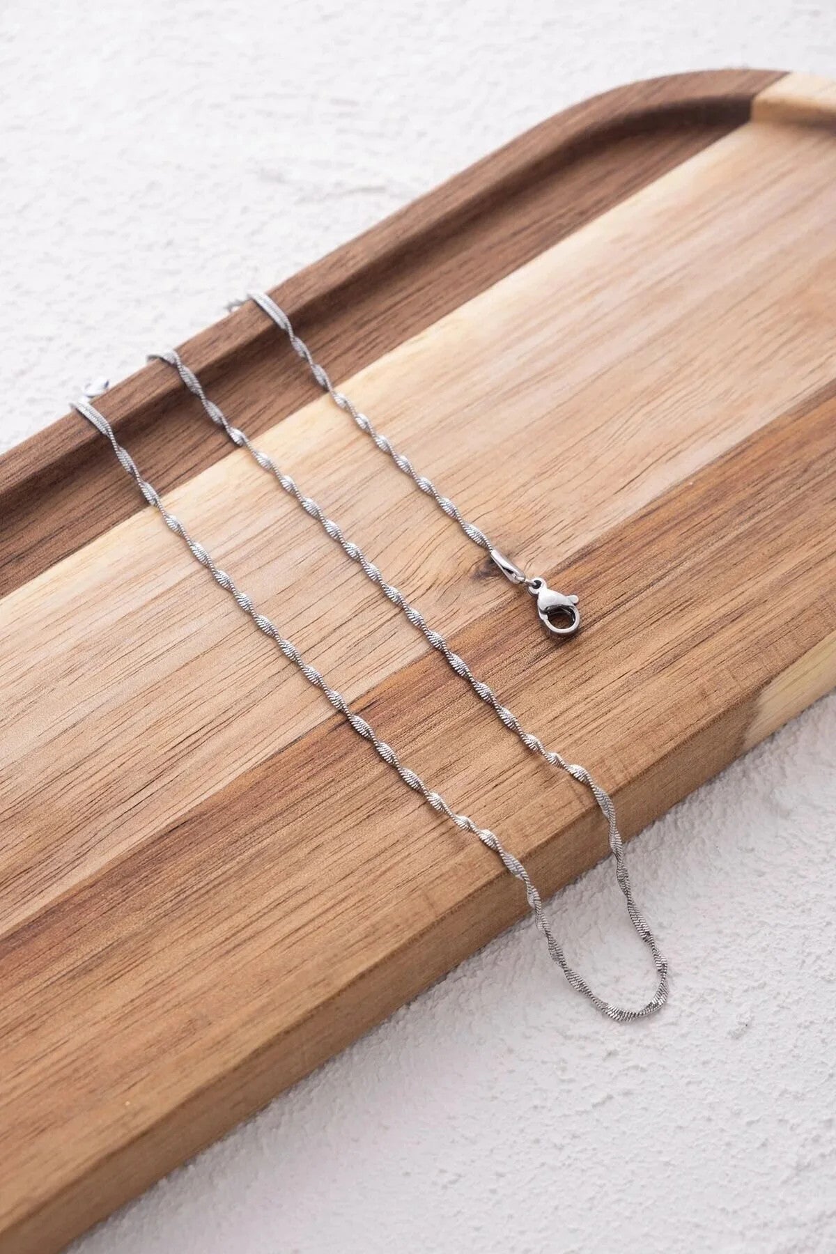 Çelik Burgu Erkek Zincir Kolye 1mm Kararmaz 60cm