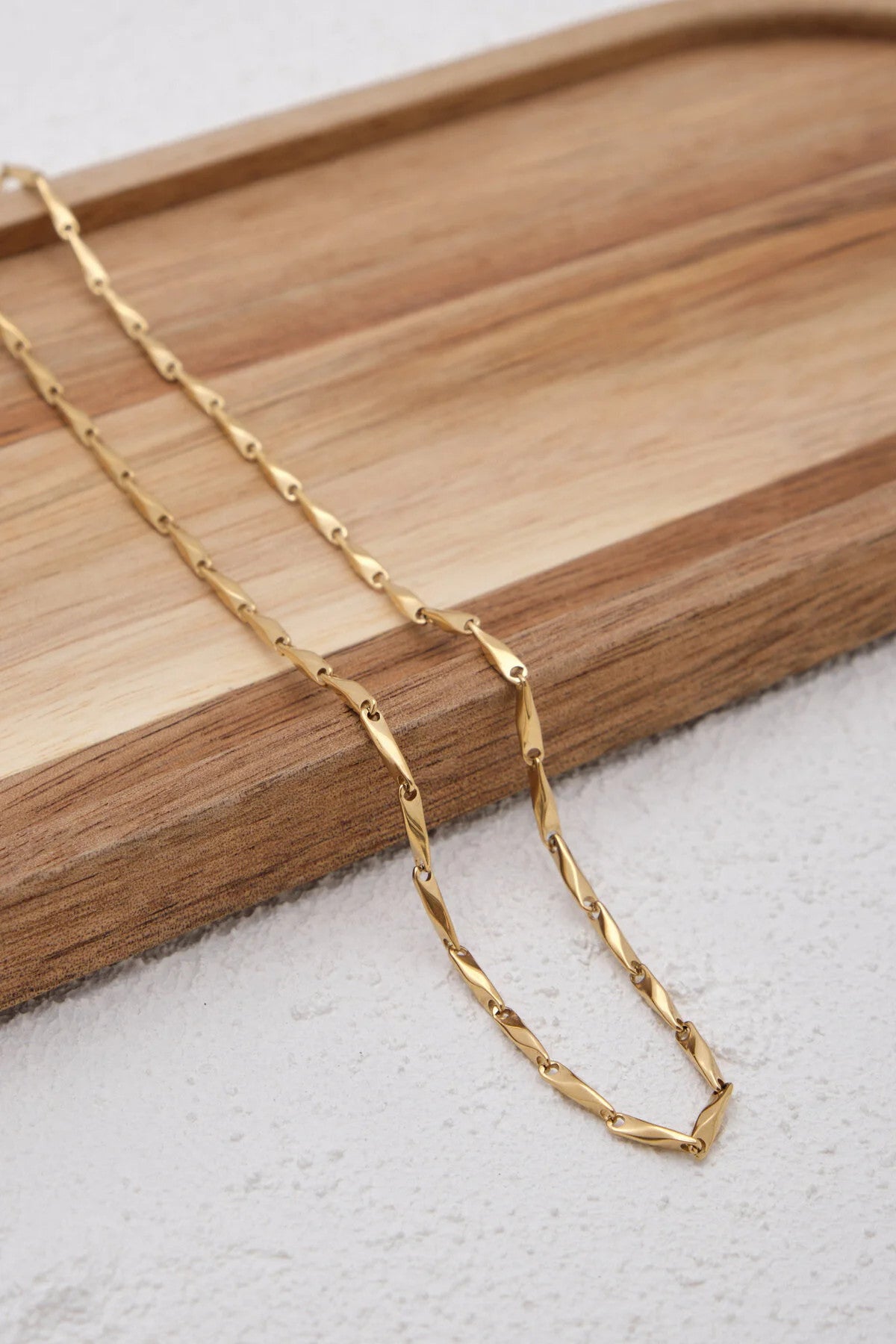 Çelik İnce Küp Üçgen Zincir Kolye Minimal 2mm Unisex Kararmaz Günlük Kullanıma Uygun