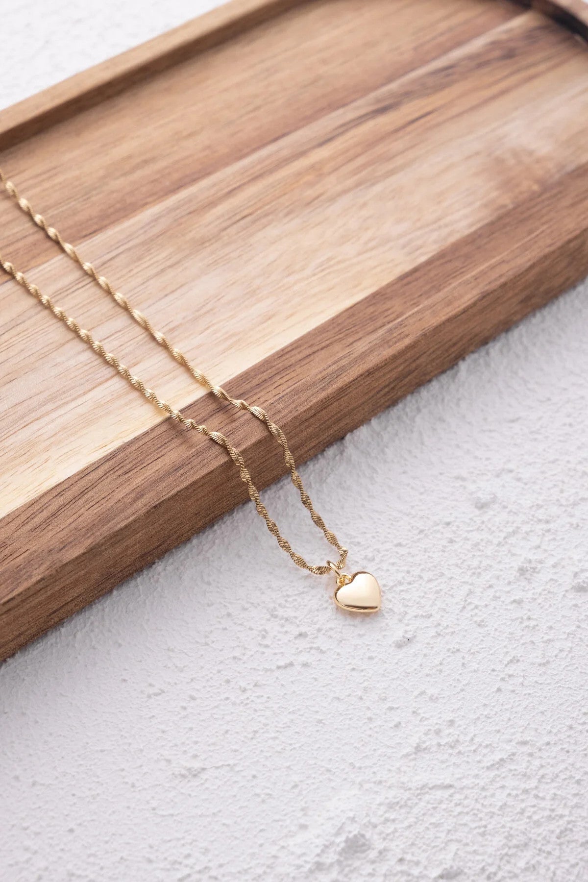 Çelik Kalp Kolye Oval Kenarlı İnce Burgu Singapur Zincirli Kararmaz 45cm