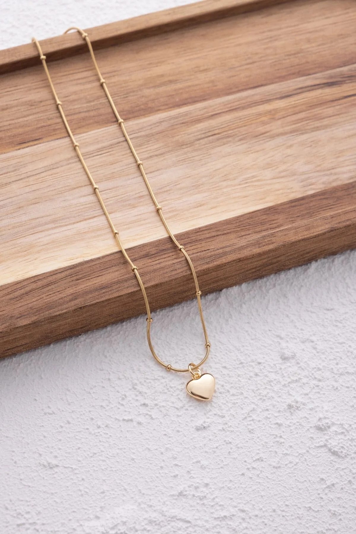 Çelik Kalp Kolye Oval Kenarlı İnce Toplu Balık Sırtı Zincirli Kararmaz 45cm