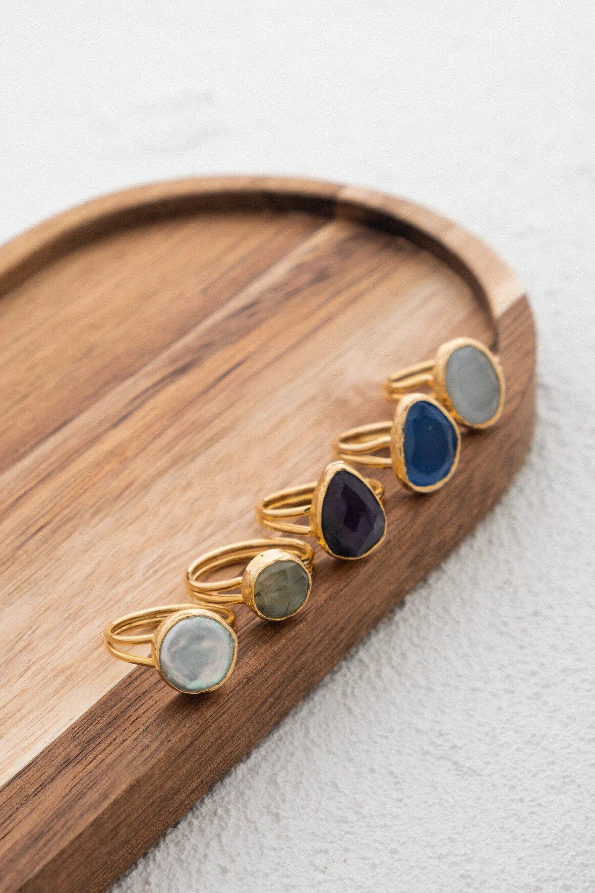 Kedi Gözü Mavi Doğal Taş Yüzük Freesize Ayarlanabilir El İşi Özel Yapım Kedi Gözü Parlak Taş Yüzük