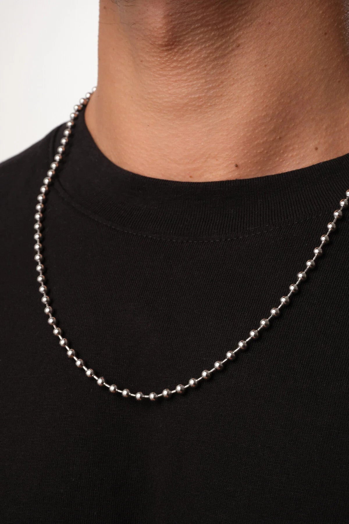 Çelik Top Dorika Erkek Zincir Kolye 3mm Kararmaz 60cm