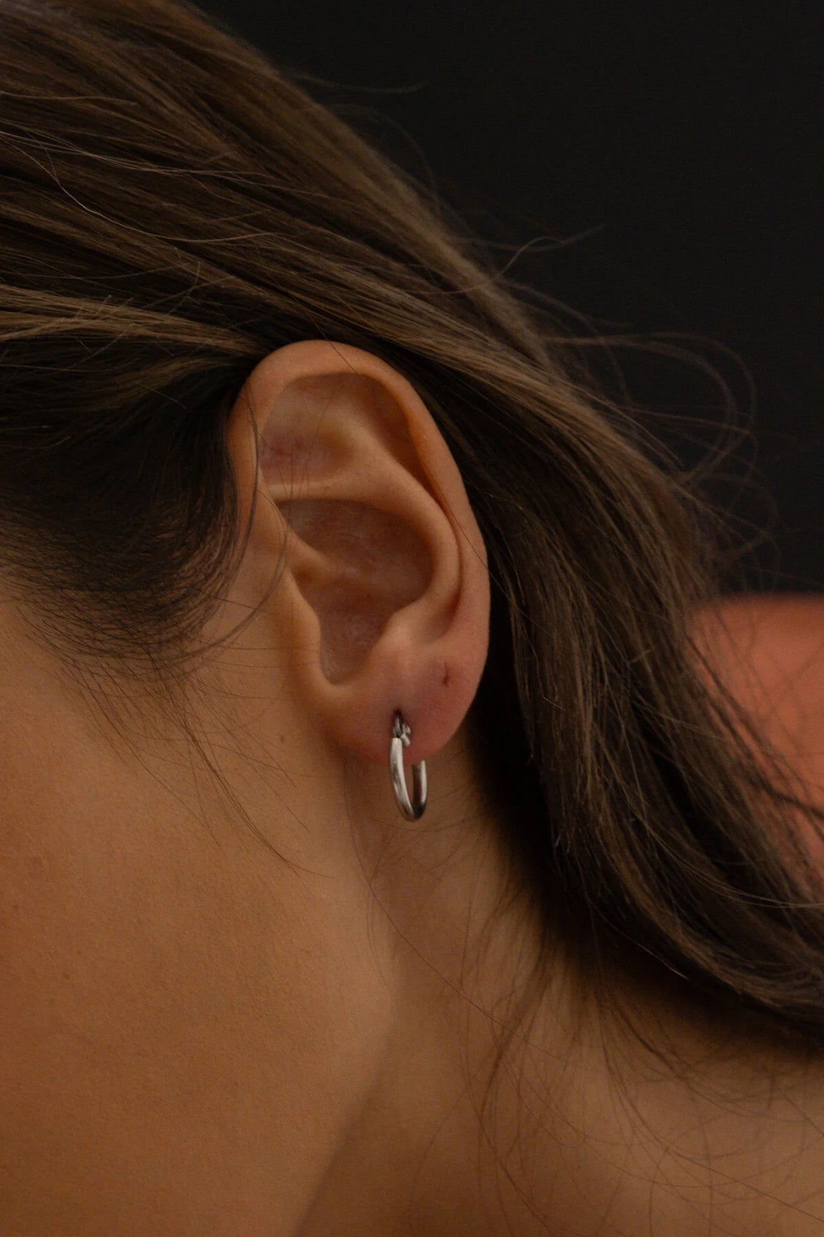 Çelik Halka Küpe Kararmaz İnce Halka Küpe Çap 1.4cm