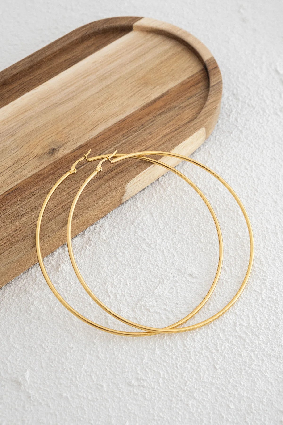 Çelik Halka Küpe Kararmaz Çember Halka Küpe Çap 9cm