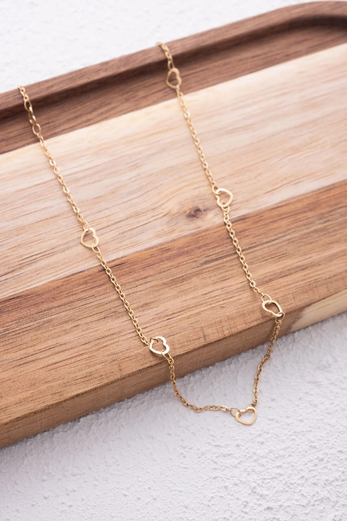 Çelik Kalpli Ince Klasik Zincir Kolye Ince Forse Kalp Zincir 1mm Zarif Minimal