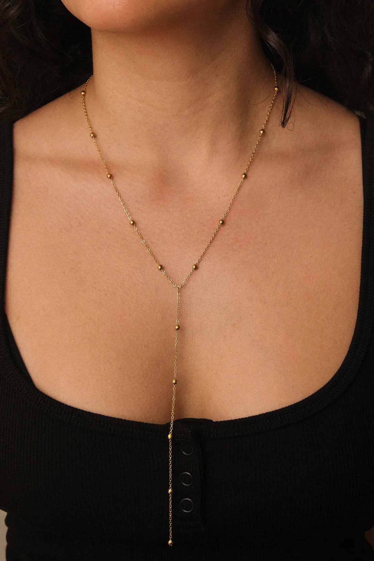 Çelik Dorika Y Kolye Toplu Zincir Kolye 1mm Zarif Minimal 50cm